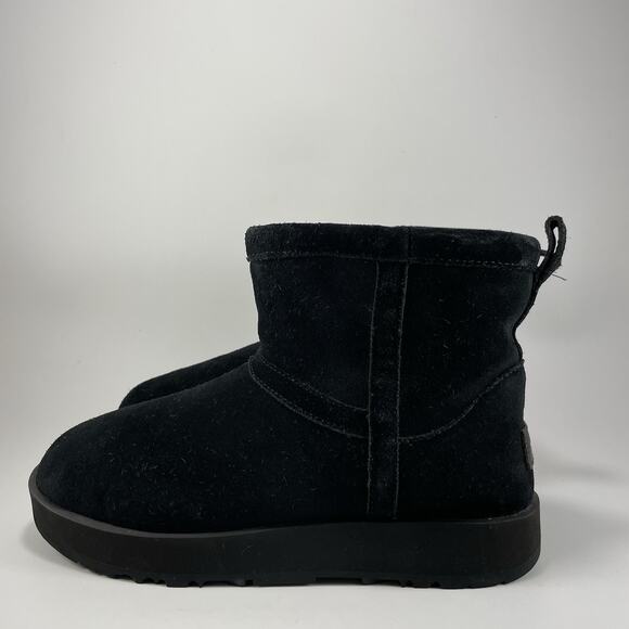 UGG Classic Mini WP Booties Womens Size 8/39 Black Suede Boots Vibram Soles - Picture 3 of 11